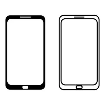 Smartphone cellphone mobile device mockup icon set isolated on white backgrou Stock Illustration