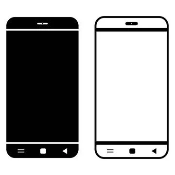 Smartphone cellphone mobile device mockup icon set isolated on white backgrou Stock Illustration