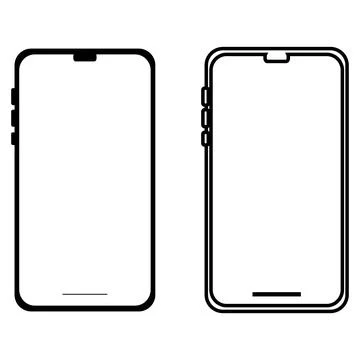 Smartphone cellphone mobile device mockup icon set isolated on white backgrou Stock Illustration