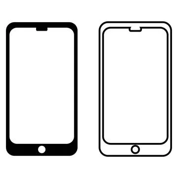 Smartphone cellphone mobile device mockup icon set isolated on white backgrou Stock Illustration