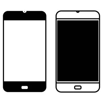 Smartphone cellphone mobile device mockup icon set isolated on white backgrou Stock Illustration