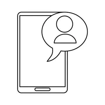 Smartphone character chat bubble speech linear 스톡 일러스트