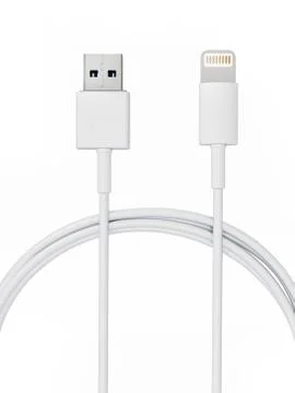 Smartphone charge and data cable isolated on white background. 3D illustratio Stock Illustration