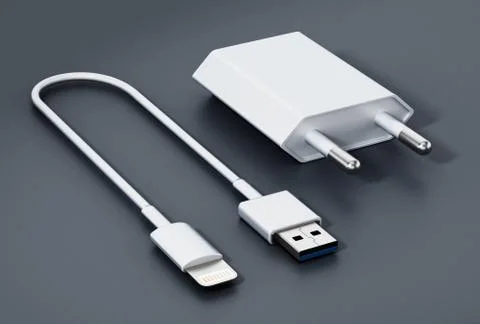 Smartphone charge and data cable isolated on black background. 3D illustratio イラスト素材