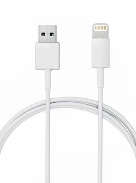 Smartphone charge and data cable isolated on white background. 3D illustra... Stock Photos