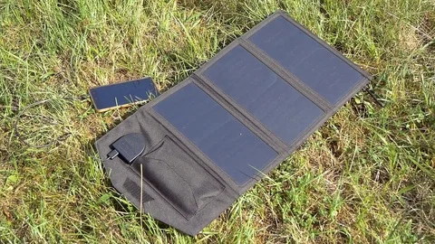 Smartphone Charges From A Portable Solar Panel Stock Footage 98622799