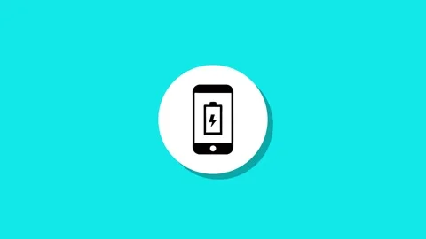 Smartphone charging animation with white battery icon on a vibrant cyan bac.. Stock Footage 329272915