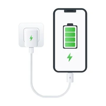 Smartphone charging battery level screen. vector illustration Stock Illustration
