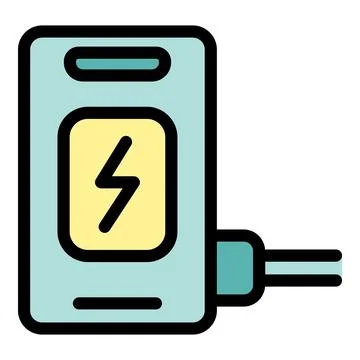 Smartphone charging with cable showing lightning bolt symbol Stock Illustration