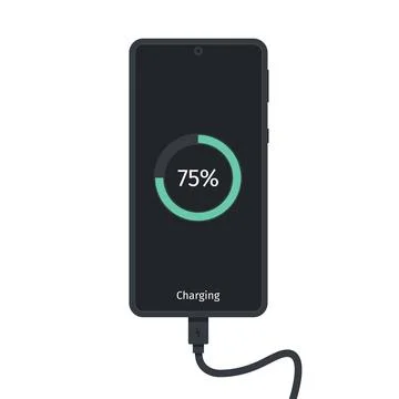 Smartphone Charging Concept Screen with Battery Indicator Stock Illustration