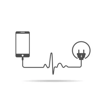 Smartphone charging connect to power plug. Vector illustration. Stock Illustration