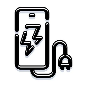 Smartphone charging with electric power plug icon Stock Illustration