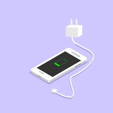 Smartphone Charging Isometric Vector Stock Illustration