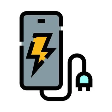 Smartphone charging with lightning bolt power icon Stock Illustration