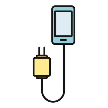 Smartphone charging with a power adapter cable icon Stock Illustration