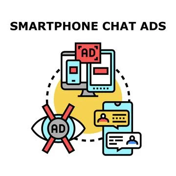 Smartphone chat ad blocking and online advertising optimization Stock Illustration