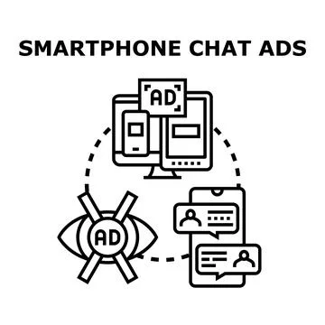 Smartphone chat ad blocking and online advertising optimization Stock Illustration