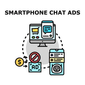 Smartphone chat ads blocking concept with digital devices Stock Illustration