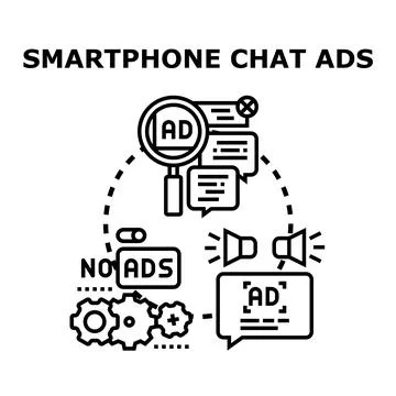 Smartphone chat ads concept and digital advertising strategy Stock Illustration