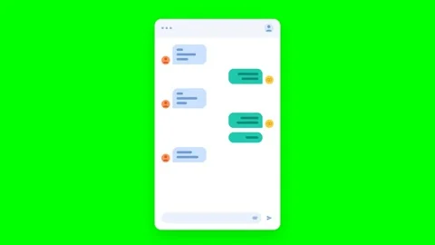 Smartphone Chat Application Interface on Green Screen with Message Bubbles. Stock Footage 336619976