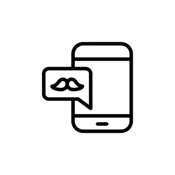 Smartphone, chat bubble, mustache icon. Simple line, outline vector elements of Illustrazione stock