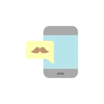 Smartphone, chat bubble, mustache icon. Simple color vector elements of cultural Stock Illustration