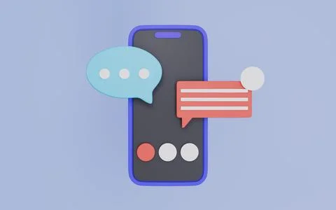 Smartphone with chat bubble talk and notification, Group chat icons Stock Illustration