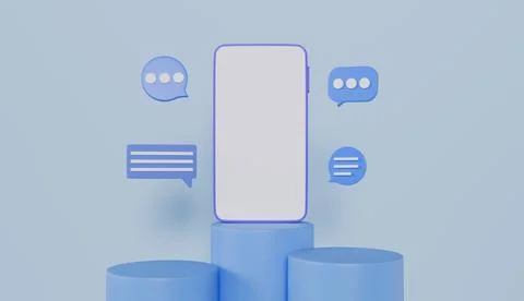 Smartphone with chat bubble talk icons and notification, chat, communication Illustration