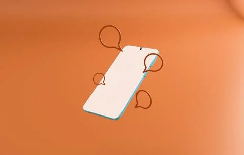 Smartphone with chat bubbles communication pastel 3D illustration Stock Illustration