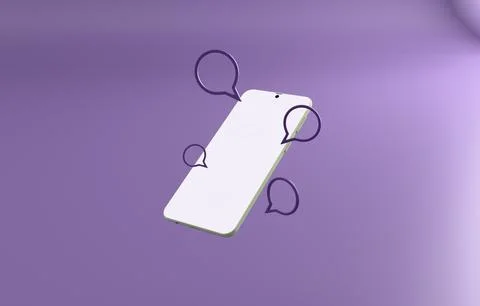 Smartphone with chat bubbles communication pastel 3D illustration Stock Illustration