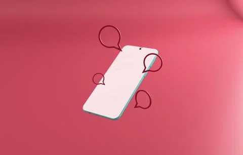 Smartphone with chat bubbles communication pastel 3D illustration Stock Illustration