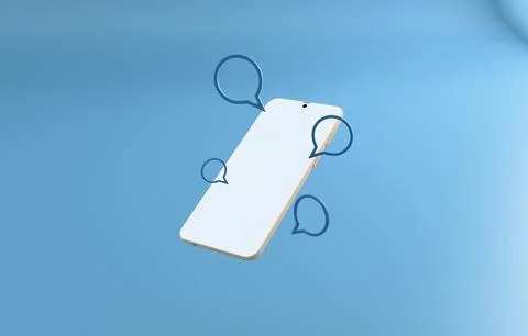 Smartphone with chat bubbles communication pastel 3D illustration Stock Illustration
