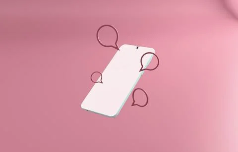 Smartphone with chat bubbles communication pastel 3D illustration Stock Illustration