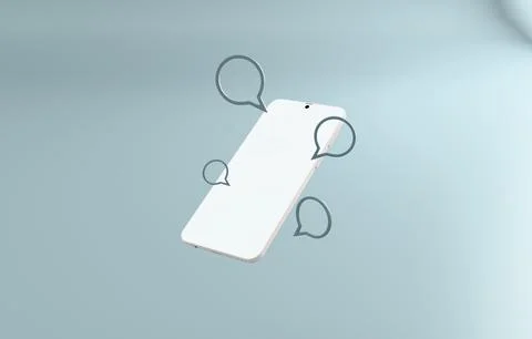 Smartphone with chat bubbles communication pastel 3D illustration Stock Illustration