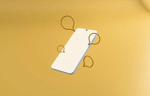 Smartphone with chat bubbles communication pastel 3D illustration Stock Illustration