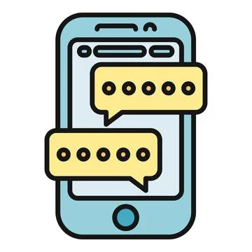 Smartphone with chat message bubbles communicating online 库存插图