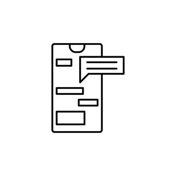 Smartphone chat message icon. Simple line, outline vector of phone application Stock Illustration