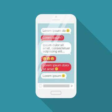 Smartphone chat messages bubbles icon symbol flat design vector Stock Illustration