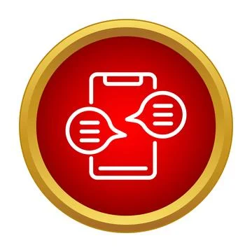 Smartphone with chat messages icon in red circle Stock Illustration