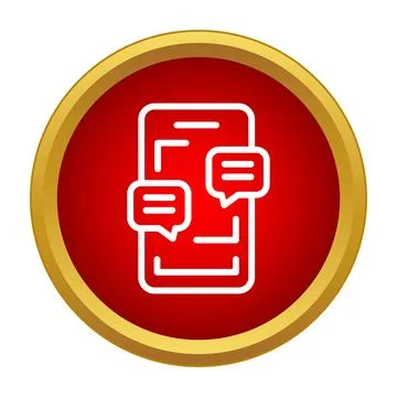 Smartphone with chat messages icon red gold Stock Illustration