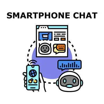 Smartphone chat technology connecting users with artificial intelligence Stock Illustration
