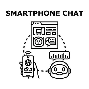 Smartphone chat technology connecting users with artificial intelligence Stock Illustration