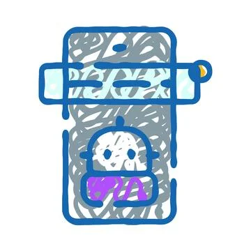 Smartphone with chatbot ai digital assistant doodle Illustrazione stock