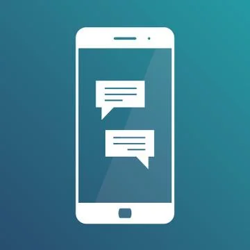 Smartphone with chatting screen. Messenger application. Text messaging flat Stock Illustration