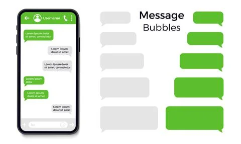 Smartphone, chatting sms app template bubbles. Place your own text to the Stock Illustration