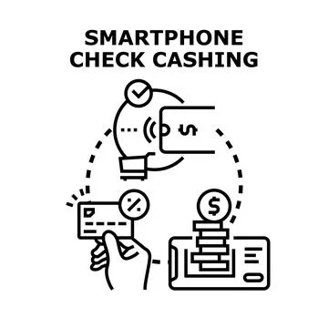Smartphone check cashing concept abstract illustration Stock Illustration