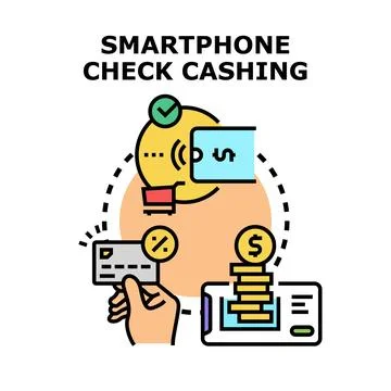 Smartphone check cashing concept abstract illustration Stock Illustration