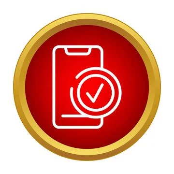 Smartphone with check mark concept in a round button 스톡 일러스트