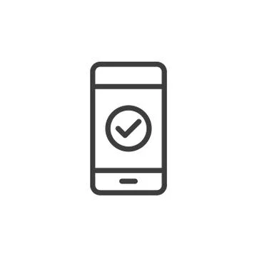 Smartphone with check mark icon. Approved payment/transaction. Stock Illustration