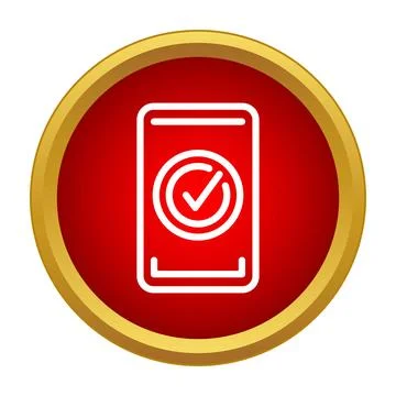 Smartphone with check mark icon completing verification Stock Illustration